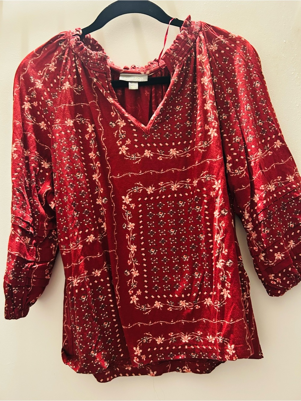Style & Co. Red Velvet Floral-Print Tunic Top